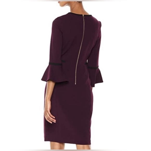Calvin Klein Piped Bell Sleeve Sheath Bobbie Spencer Dress - Picture 2 of 9